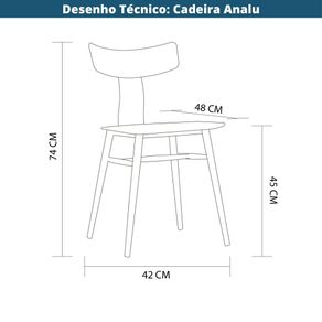 6 Kit 2 Cadeiras Analu Rivatti 42 cm -Largura- Assento e Encosto em PP Preto e Detalhe em PU Marrom Detalhe Tecnico